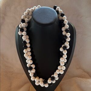 Vintage Black & White Beaded Bubble Necklace